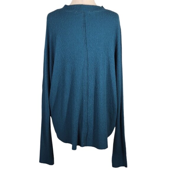 TREASURE & BOND WOMEN' teal ribbed knit pullover top Size Large  NWOT - Picture 5 of 9